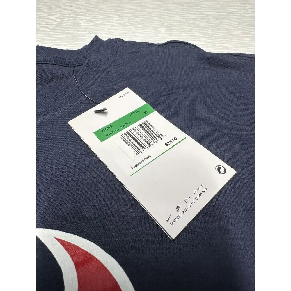 Nike Houston Texans T-Shirt Men's XL Navy On Field Essential Logo Short Sleeve‎